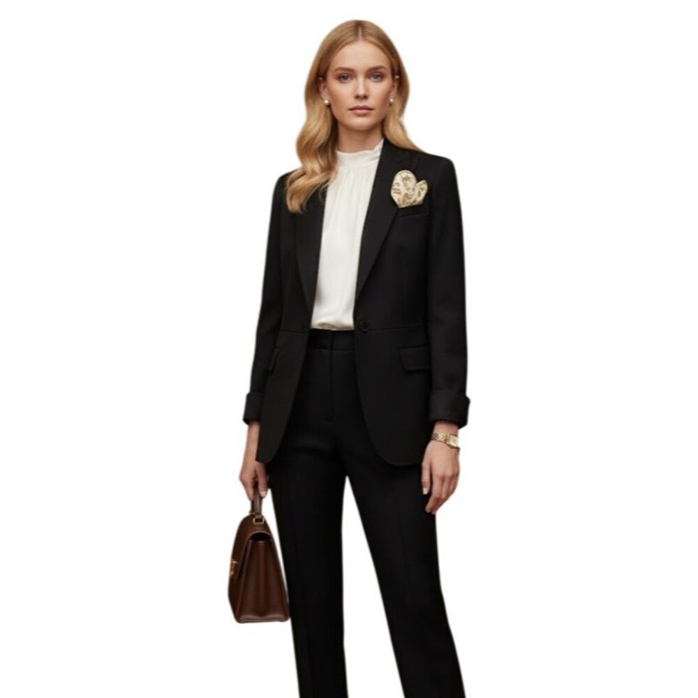 Talbots Black Wool Blend Blazer 10 Single Button Tailored NWOT